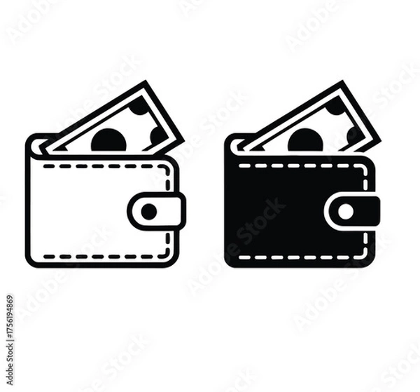 Fototapeta Scalable vector illustration of wallet with money for eps download icon graphics vector illustration white background