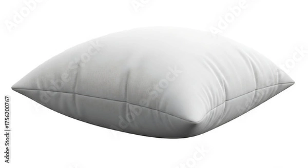 Obraz A soft white square pillow with textured fabric isolated on transparent background