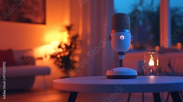 Obraz Cozy home recording setup with modern microphone