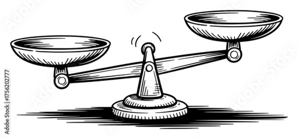 Obraz Traditional balance scale with two pans representing fairness justice and equilibrium concept