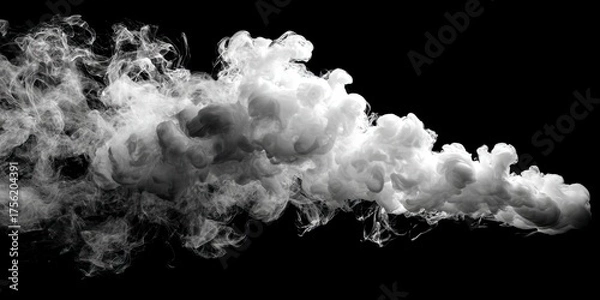 Obraz White Smoke Cloud on Black Background in Artistic Style