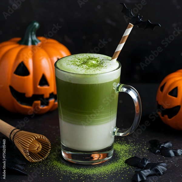Obraz Matcha Latte in a Halloween theme