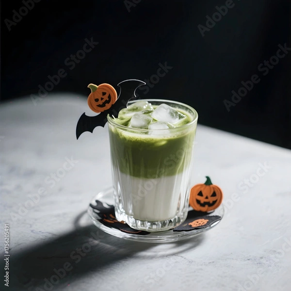 Fototapeta Matcha Latte in a Halloween theme