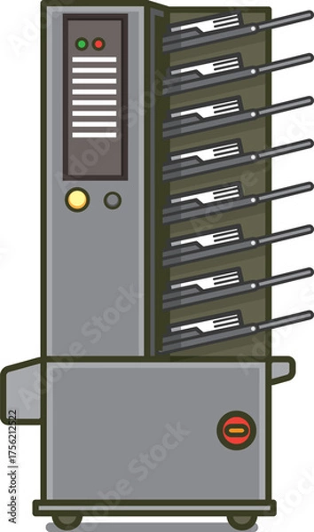 Obraz 丁合機のイラスト（印刷物をページ順にそろえる製本機械）