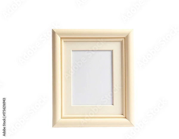 Fototapeta Isolated vertical, cream-colored picture frame with a white mat, against black background