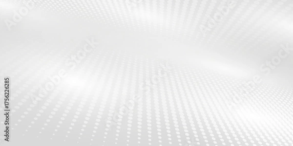 Obraz Geometric background modern abstract background, futuristic graphics. White gray wave light technology texture background dots.
