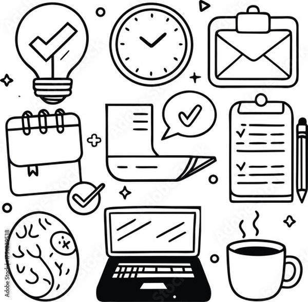 Fototapeta Business and office vector icon set for web and communication design