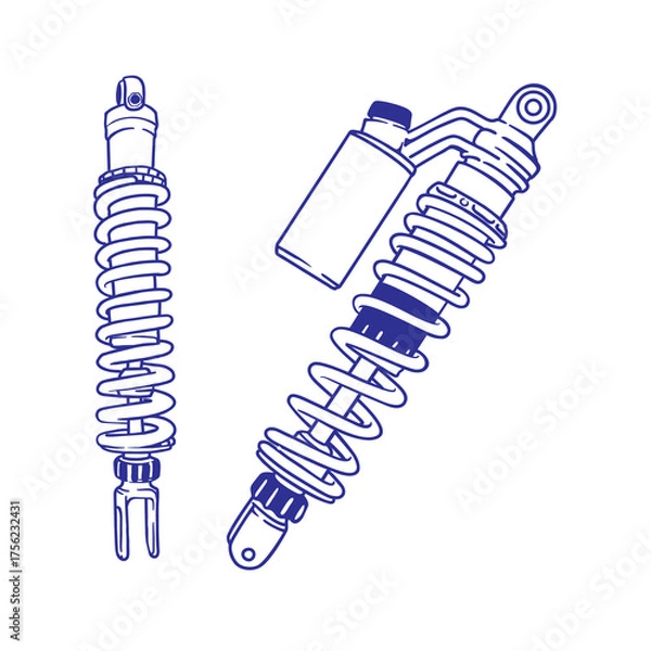 Fototapeta simple vector of two models of motorcycle rear shocks
