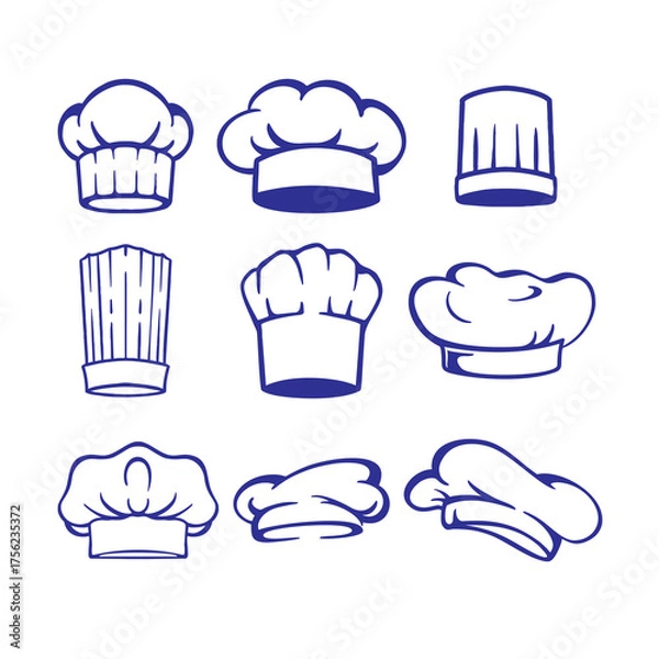 Fototapeta chef hat vector icon set of various shapes