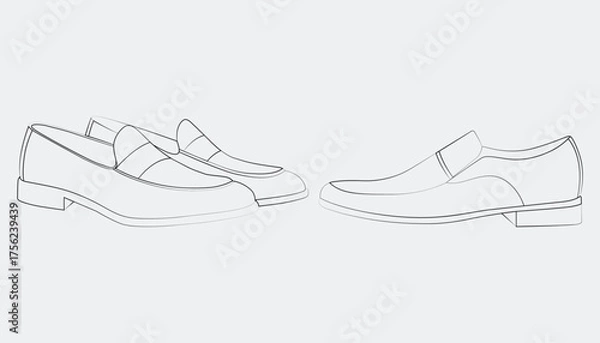 Obraz Minimal hand-drawn line of men’s formal shoes, penny loafers, and oxfords.