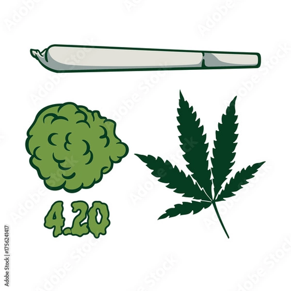 Fototapeta simple vector of a cannabis plant