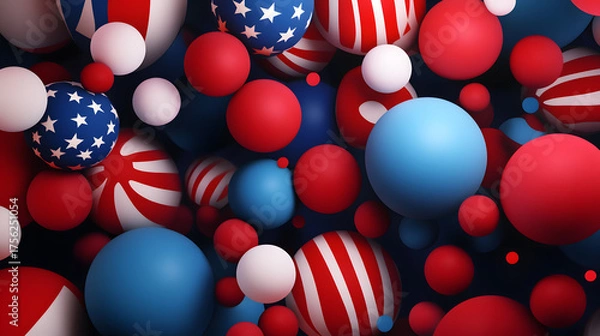 Fototapeta Patriotic Sphere Abstract: An intricate array of spheres in varying sizes and colors, celebrating the spirit of national pride.