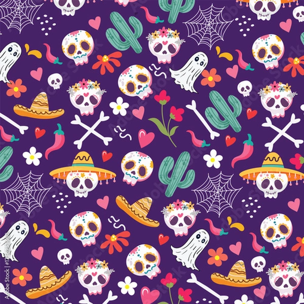 Fototapeta Halloween pattern ghost vector illustration