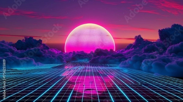 Obraz Sunset with smoke with purple  background
