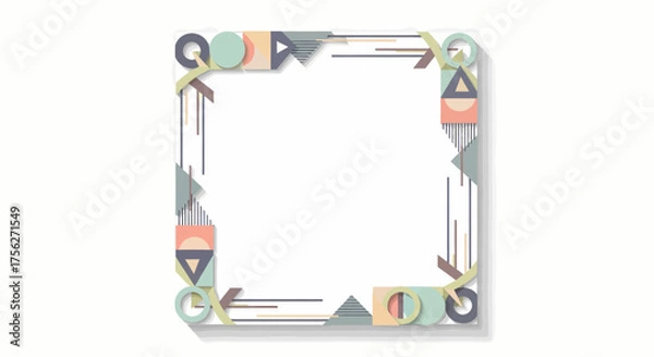 Fototapeta Artistic Abstract Geometric Frame Featuring Interlocking Shapes and Subtle Shadows, Creating a Harmonious and Elegant Decorative Border for Modern Design Projects