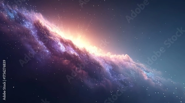 Fototapeta Galaxy with a bright sun in the middle. The sun is surrounded by a cloud of purple and blue