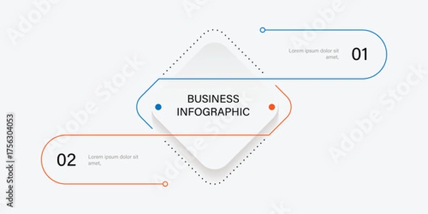 Obraz Design infographic template vector element 2 step process in the square shape. Vector banner information graphic and presentation