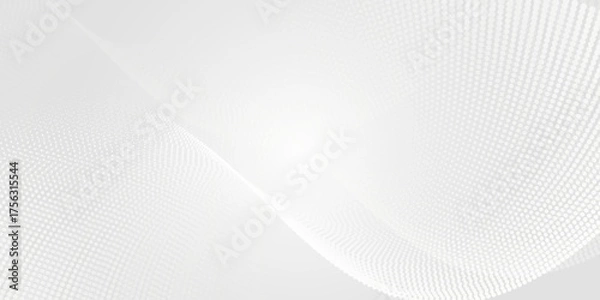 Obraz Dot white gray wave light technology texture background. Abstract dotted Vector Illustration