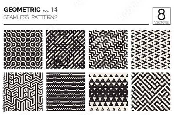 Fototapeta Minimal geometric seamless patterns set