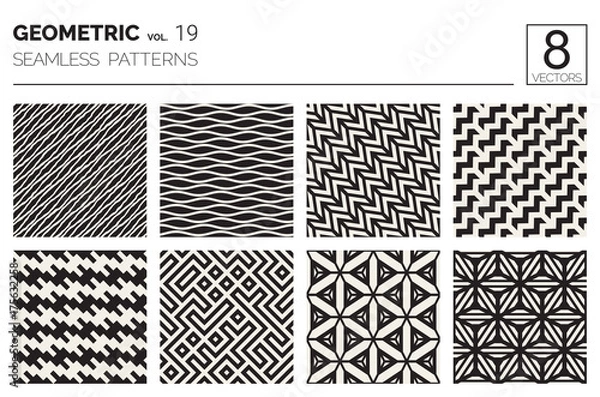 Fototapeta Minimal geometric seamless patterns set