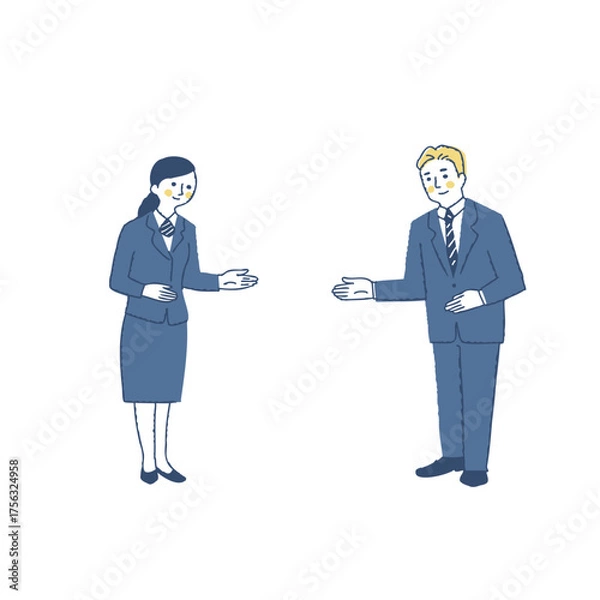 Fototapeta 案内をするスーツ姿の男女