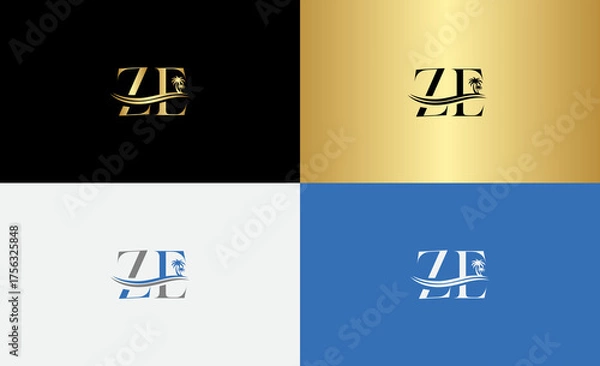 Fototapeta signature initial letter logo design