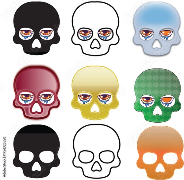 Fototapeta Skeleton Set – Human Bone Anatomy Collection, Skull and Skeleton Parts, Halloween Bone Structure Vector Illustration