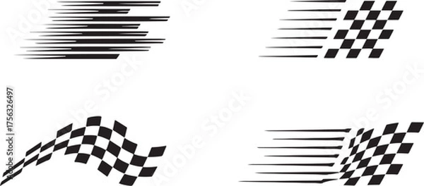 Fototapeta Black and white racing flag graphic elements checkered flag