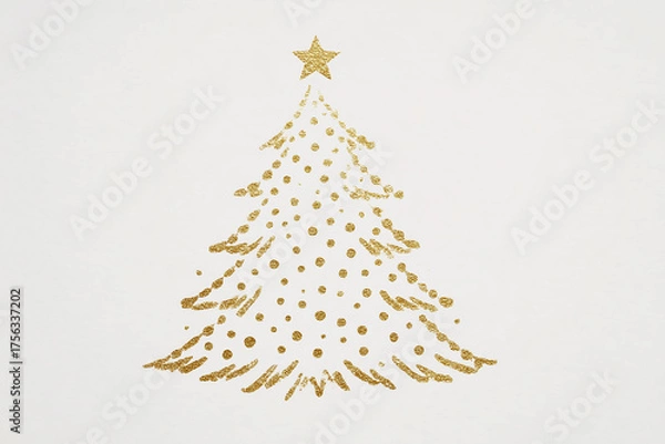 Obraz Stylized Golden Christmas Tree with Sparkles