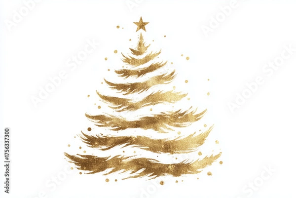 Obraz Golden Tree Illustration on White Wall Texture