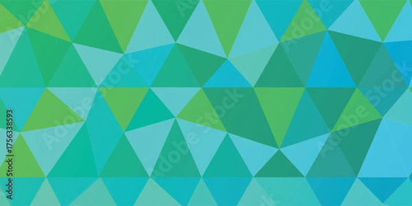 Fototapeta Vibrant Green And Blue Geometric Triangles Pattern For Modern Design Background