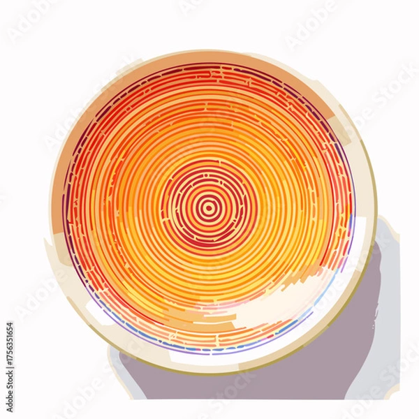 Fototapeta Vibrant orange and red concentric circles on a round plate.