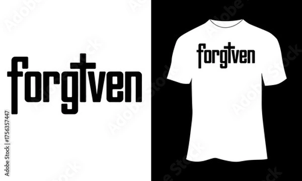 Obraz Minimalist “Forgiven” Typography with Cross Symbol Christian T-Shirt Design