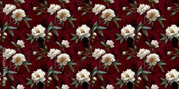 Obraz Elegant White Peonies Textured Digital Art