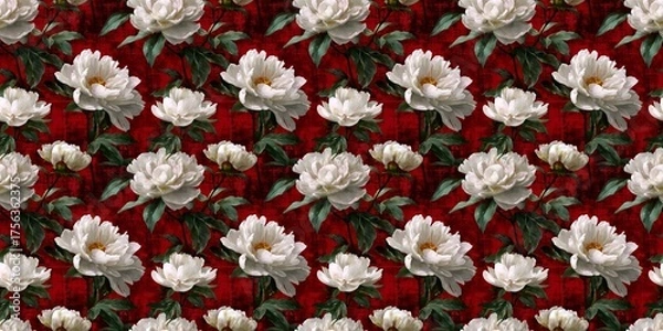 Obraz Elegant White Peonies Textured Digital Art