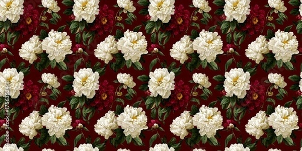 Fototapeta Elegant White Peonies Textured Digital Art