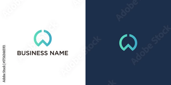 Fototapeta Modern Letter W and C Monogram Logo Design with Gradient Circle for Technology and Corporate Branding