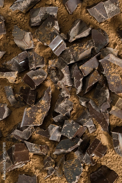 Obraz Chocolate pieces and crumbs background
