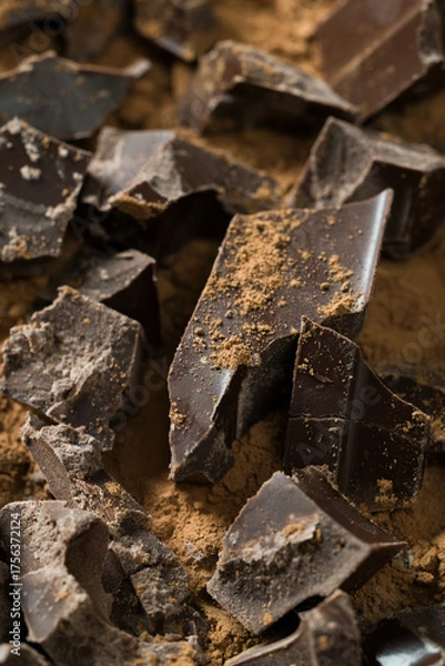 Obraz Chocolate pieces and crumbs background