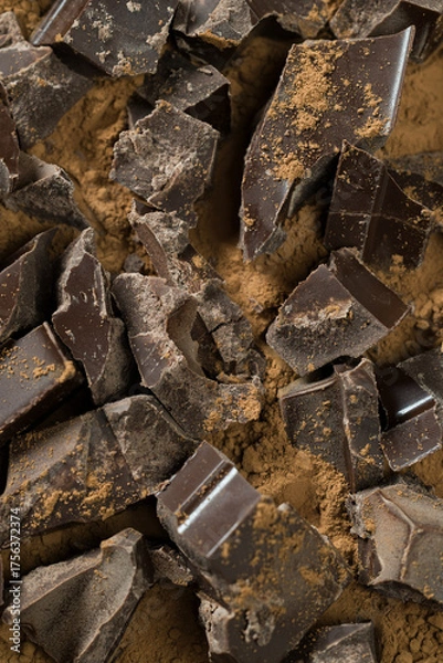 Obraz Chocolate pieces and crumbs background