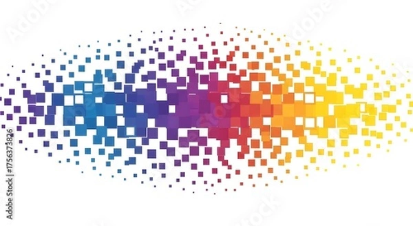 Fototapeta Abstract design featuring a gradient of colorful squares on a white background pattern silhouette