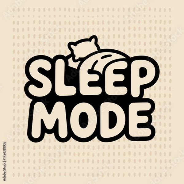 Obraz Cute sleep mode text with adorable sleeping animal icon relaxing peaceful rest concept graphic design element for sleep related projects vector