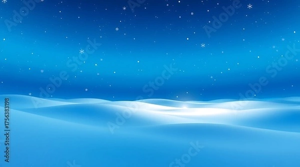 Obraz Magical winter night sky with falling snowflakes over snowy landscape