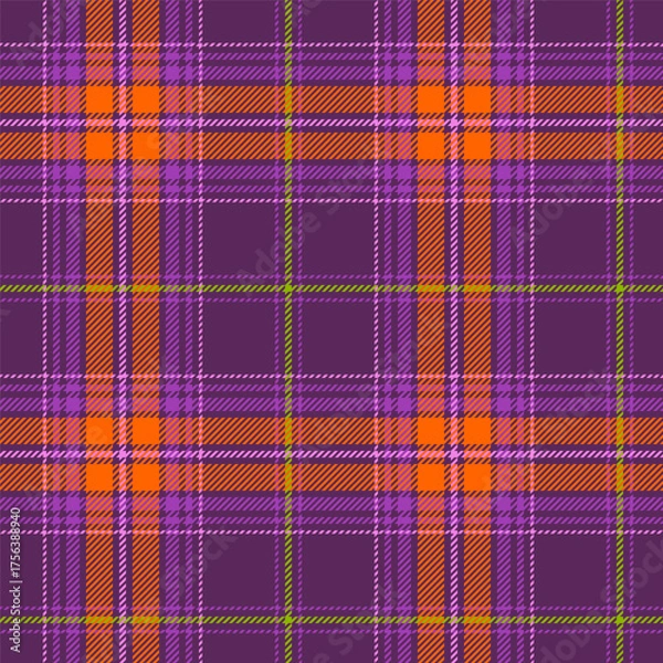 Fototapeta Classic plaid seamless pattern with orange and purple