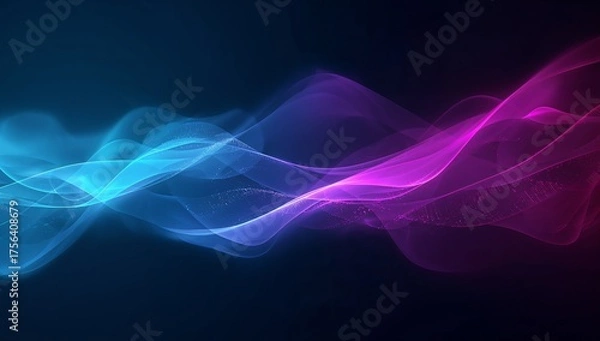 Fototapeta Dynamic flowing light trails dancing in vibrant magenta and blue color gradients