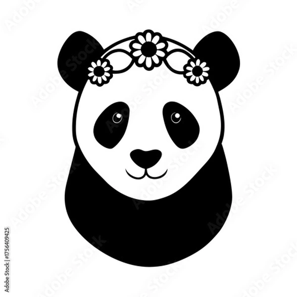 Obraz panda with flower crown