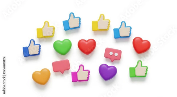 Obraz Colorful social media icons on white background.