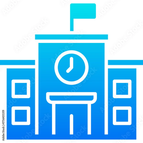 Obraz school building blue icon 
