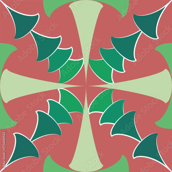 Obraz Festive Green Pine Tree Starburst Seamless Vector Pattern