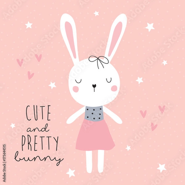 Obraz ilustracja wektorowa ładny i ładny króliczek